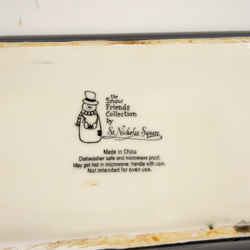 St Nicholas Square Snow Friends Christmas Snowman Treat Tray Cookie Platter - Picture 3 of 6
